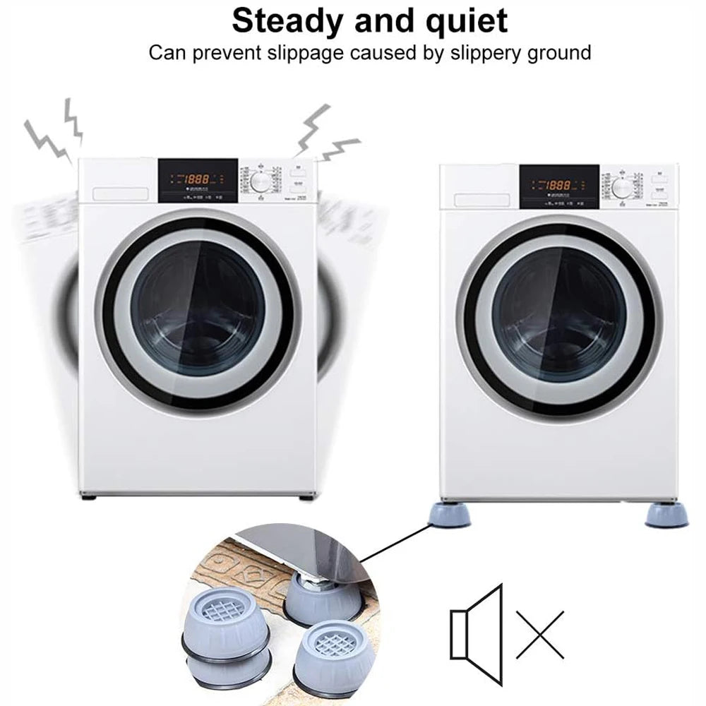 Anti-vibration pads installed under all four corners of a washer