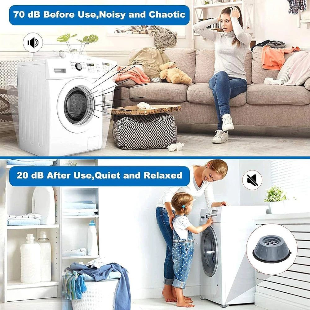Anti-vibration pads also placed under a dryer for noise and shock reduction