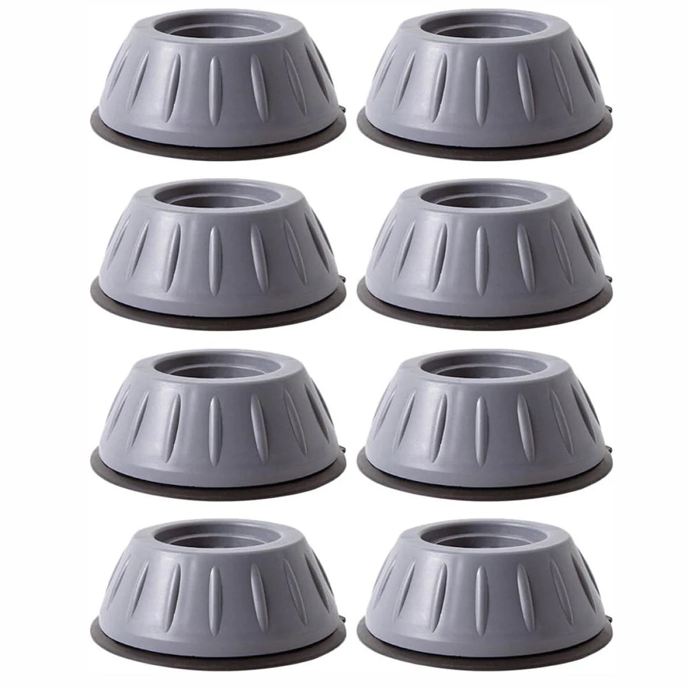 Anti-vibration pad placed under a washing machine leg for stability