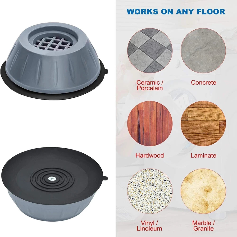 Full set of 8 anti-vibration washing machine pads with retail packaging